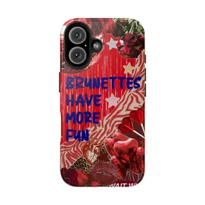 Brunettes Have More Fun Phone Case Make It Fun Red Preppy Collage Preppy Girls Phone Cases iphone 17 promax case air 16 plus 15 promax 14 pro 13max 12 11 Samsung S25 EDGE S24 S23 S22 S21 NOTE 20 Ultra Fe Protection Smartphone