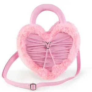 Demonia Faux Fur Heart-Shaped Purse