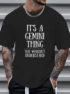 100% Cotton Astrology Zodiac It's A Gemini Thing You Wouldn't Understand T-Shirt, Men Graphic T Shirts -  Printed Short Sleeve T-Shirt Top
