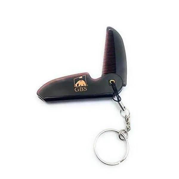 folding key ring comb.   Great pocket to have in your gym bag, pocket or car.   The comb is great with mustaches and beards!