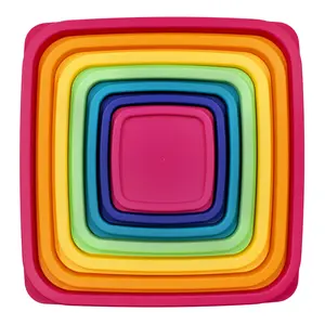 Plastic Rainbow Food Storage Set, Multi Color, 14 Count Container Kitchen