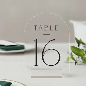 Minimal Clear Acrylic Wedding Table Numbers — Clean Modern Design
