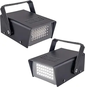 METYONLASER 2-Pack 32-LED Mini Strobe Machine, White Light Adjustable Flashing Device, Adjustable Outdoor Lighting, Outdoor Decorative Lights for Halloween Parties