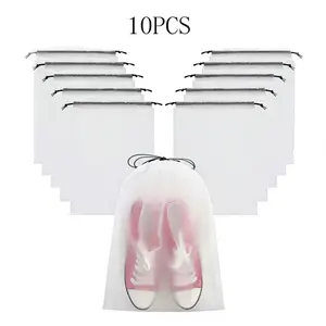 Transparent Travel Storage Bag Set (10 Pieces), Drawstring Shoe Bags, Unisex Clothing Organizer, Ideal for Travel, Outdoors, Daily Use