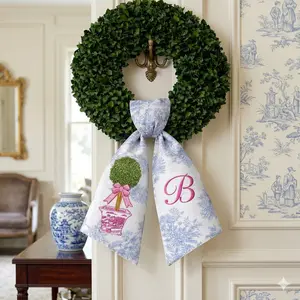 Spring / Easter Wreath Sashes - Monogrammed wreath sash, monogram door decor