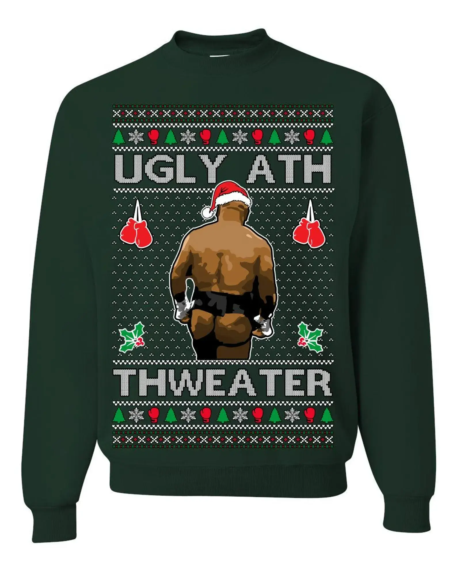Ugly Ath Sweater Merry Chrithmith, Mike Tyson Butt Viral Ugly Ass Boxing Fight Meme Men Women Funny Ugly Christmas Sweater Ugly Christmas