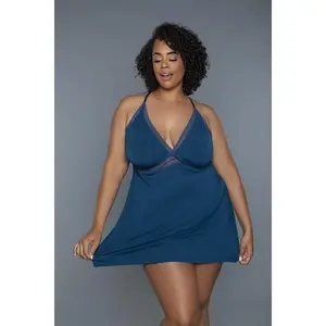 Navy 1 Pc Mini-length Babydoll Lingerie Dress