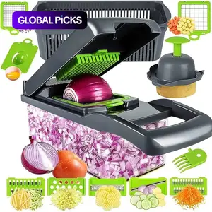 15-in-1 Multifunctional Vegetable Chopper, Durable Vegetable Slicer, Vegetable Cutter, Garlic Chopper, Onion and Potato Grater, Kitchen Shredder, Kitchen Accessories, Veggie Chopper, Fruit and Vegetable Slicer #GLOBAL PICKS