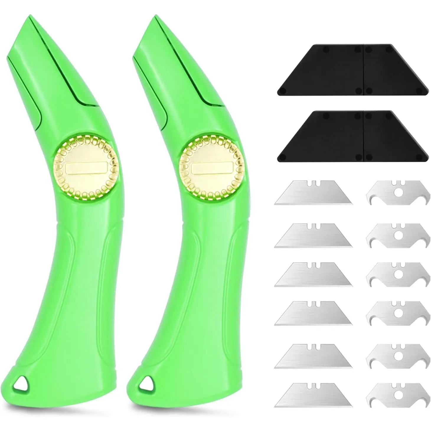 2 Sets of Heavy-Duty Roofing Shark Knives - Each Set Includes 6 Fixed Blades & 1 Blade Box - Ideal for Cutting Drywall, Duct, Carpet, and Cardboard (2)