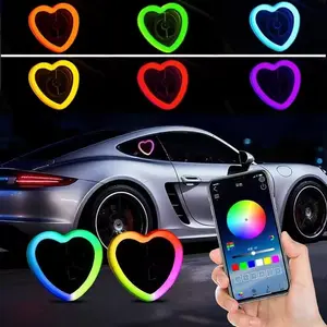 FCCEMC LED Car Triangle Window Heart-Shaped Light Emitting Heart-Shaped Atmosphere Light Phone App Control LED Light USB 4M Cable LED Colorful Ambient Light Interior Ambient Light