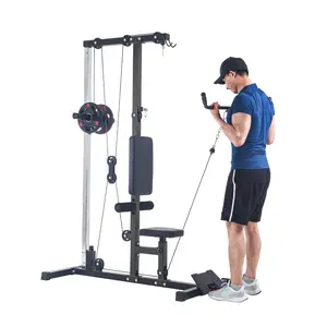 Home Gym Strength Training Machine, Multifunctional LAT Pulldown & Cable Row Equipment, Sturdy Steel Construction, Adjustable Leg Support for Various Fitness Exercises, Fathers Day gift