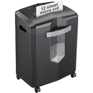 Bonsaii 12-Sheet Micro Cut P-4 Security Level Paper Shredder for CD, Credit Card, Mails, Staple, Clip, with Jam-Proof System & 4.2 Gal Pullout Bin