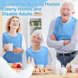Anti-Stain Eating Apron with Pockets, Elderly Care Feeding Aid, Rehabilitation Bib, Cross-Border Nursing Support, Pocketed Aprons