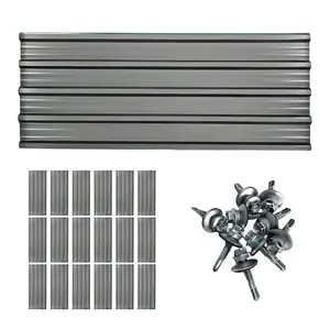 18 count Galvanized Corrugated Metal Roof Panels, Heavy Duty Steel Roofing Siding Sheets with Screws, Weather Resistant Cover for Shed Gazebo Pergola Chicken Coop Garage Patio (Grey)