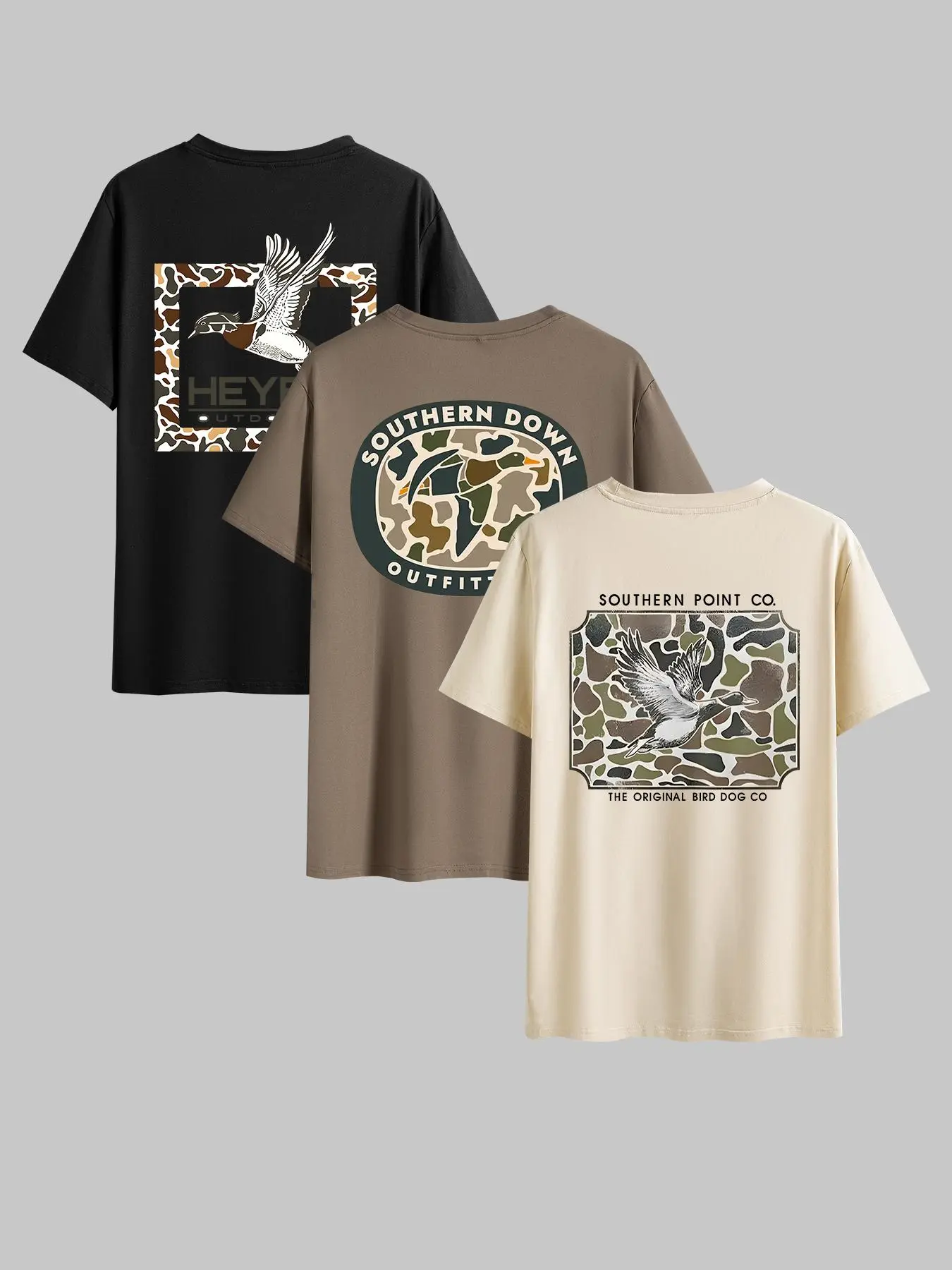 Men's Camo Print Short Sleeve Graphic Tee, Tropical Style, Regular Fit Round Neck T-shirt for Summer, Men's Top for Daily Wear, Casual Trendy Tee