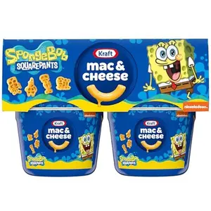Kraft Mac & Cheese Cups Macaroni and Cheese Microwavable Dinner SpongeBob SquarePants, 4 ct Pack, 1.9 oz Cups