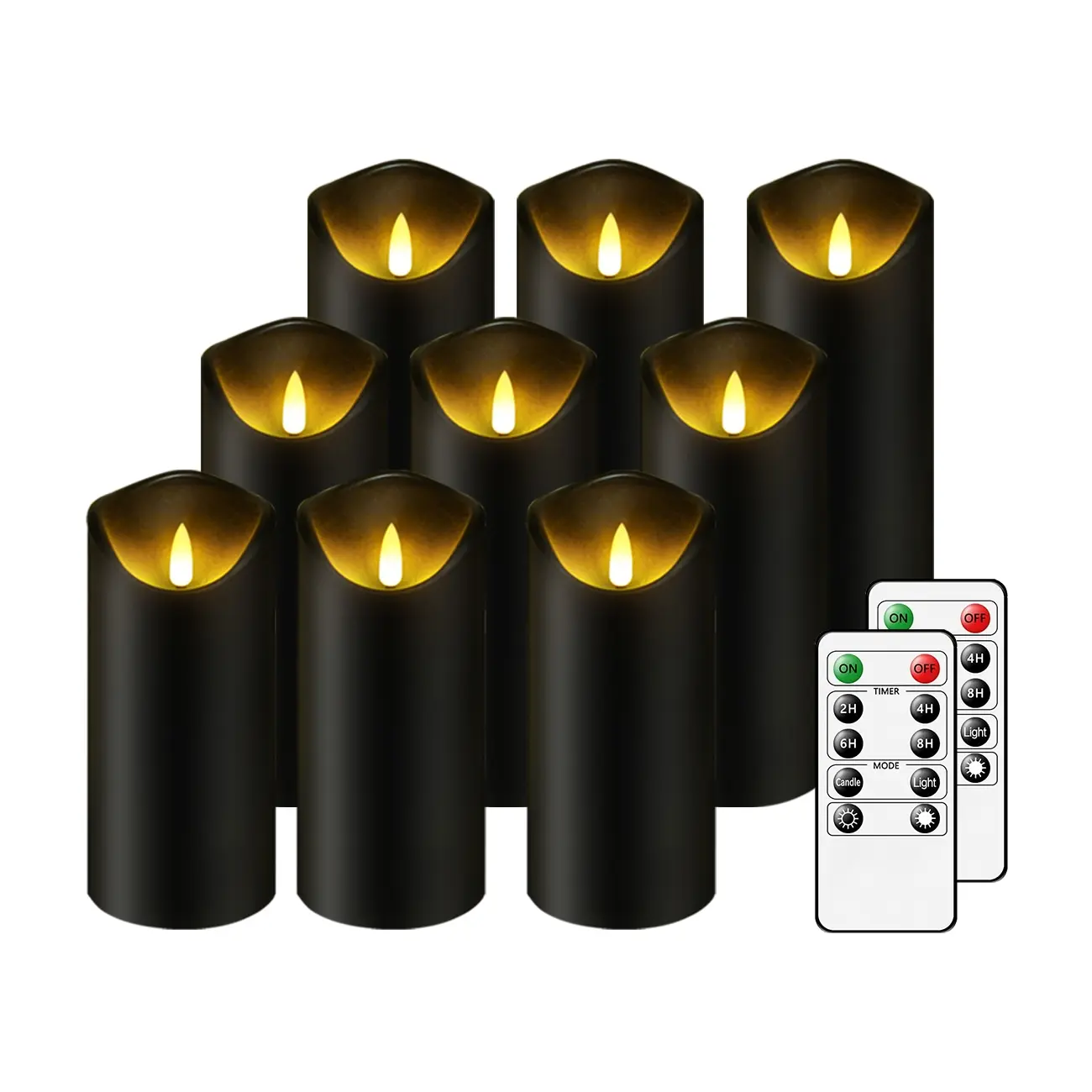 Flickering Flameless Candles, Battery Operated Acrylic LED Pillar Candles with Remote Control and Timer (Black) Led Candle Lamp Flameless Decorative Light Decor Decor Lighting