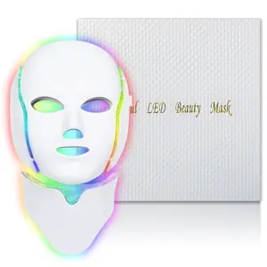 Red Light Therapy Mask for Face, 7 Custom Modes with 850nm Infrared & 630nm Red Light, Portable LED Face Mask Light Therapy with Timer for Home Use, White