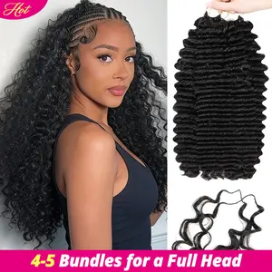 [Lowest Price Ever] Deep Curly Pre-Separated Feather Crochet 100% Human Hair Extensions For Miracle Knots Boho Braids 4 to 5 Bundles Recommended
