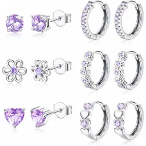 FUNRUN Earrings for Women - Hypoallergenic  Earrings - Cubic Zirconia Earrings Studs Hoop Set for Sensitive Ears