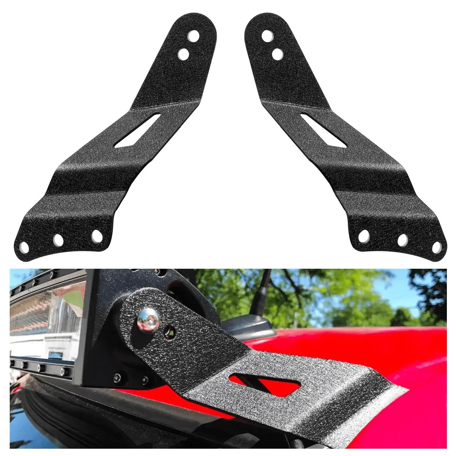 Nilight 52-Inch Curved Light Bar Heavy-Duty Metal Mount Bracket Left/Right Pair with Foam Tape Buffer - Car Accessories for 1999-2006 Chevy Silverado, Suburban, Avalanche, Tahoe, GMC Sierra & 2000-2006 GMC Yukon Upper Windshield Roof Cab Parts