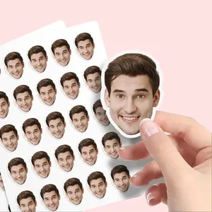 Custom Face Stickers | Personalized Die Cut Waterproof Photo Stickers for Parties & Events – 50 Pack Premium Quality Stickers
