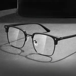 Retro Half Frame Blue Light Blocking Glasses Fashionable Clear Computer Glasses for Eye Protection High Definition Stylish Eyewear,Daily Clothing Decor,Suitable for daily use
