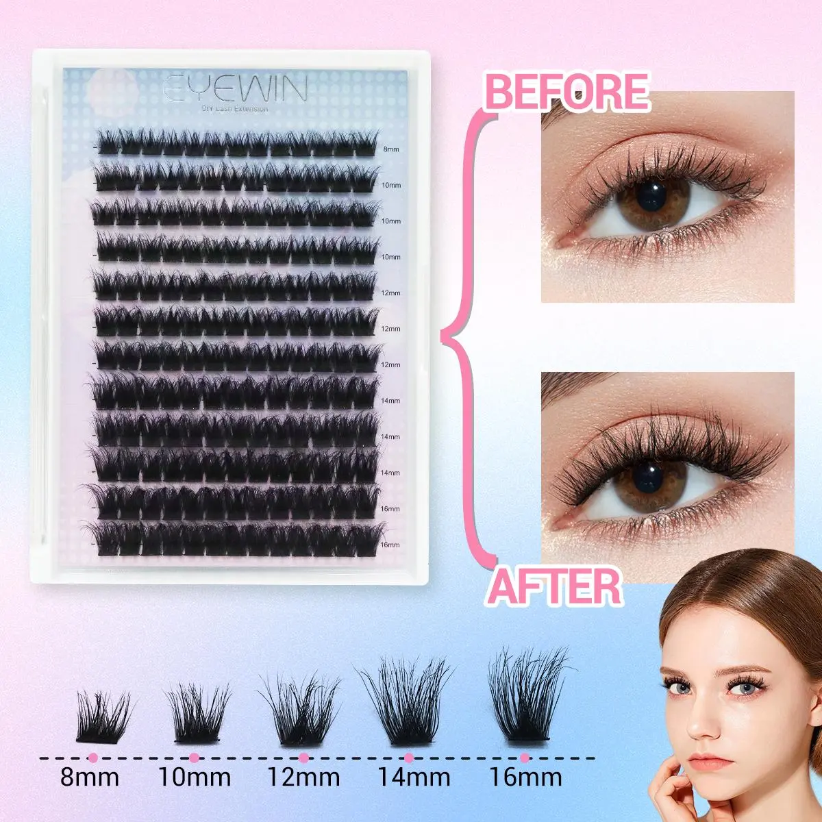 EYEWIN 3D DIY Eyelashes, no mascara required, water proof, easy to apply angel set lashes eyelash makeup eyelash  extensions 3d  lashes