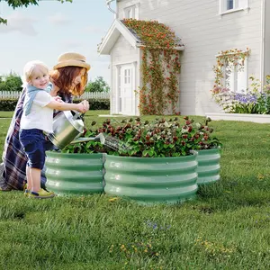 2 Pack Galvanized Raised Garden Bed – 4x4x1ft Raised Beds-Coated Metal Planter Box with Floral Edge, Easy Assembly Rust-Resistant Outdoor/Indoor Garden Box for Vegetables, Flowers, Herbs, Green