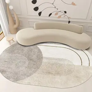 1pc Simple Wasabi style living room decorative carpet household oval plush carpet Nordic sofa coffee table floor mat thickened bedroom bed edge anti-slip carpet