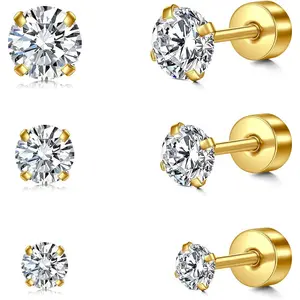 20g Flat  Stud Screw  Earrings for Women  Stainless Steel Helix Cartilage Second Hole Earrings Studs for Women Men  Day Comfort