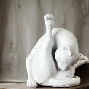 Cute Cat Garden Sculpture, Resin Statue for Outdoor Patio Decor, Lifelike Resting Moment Ornament, Balcony Decoration Piece