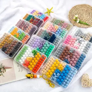12/15mm Silicone Beads Kit, 96pcs/box Mixed Color Beads, DIY Jewelry Making Supplies for Bracelet Necklace Earrings Pendant, Craft, Beading Making