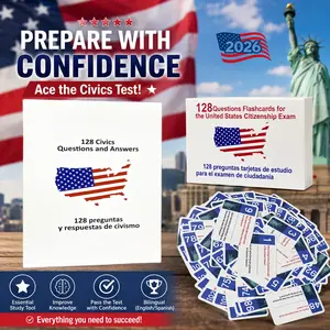 2026 US Citizenship Flash Cards: Study Guide: American Citizenship (Spanish & English). 2026 USCIS 128 Questions and Answers Flash Cards