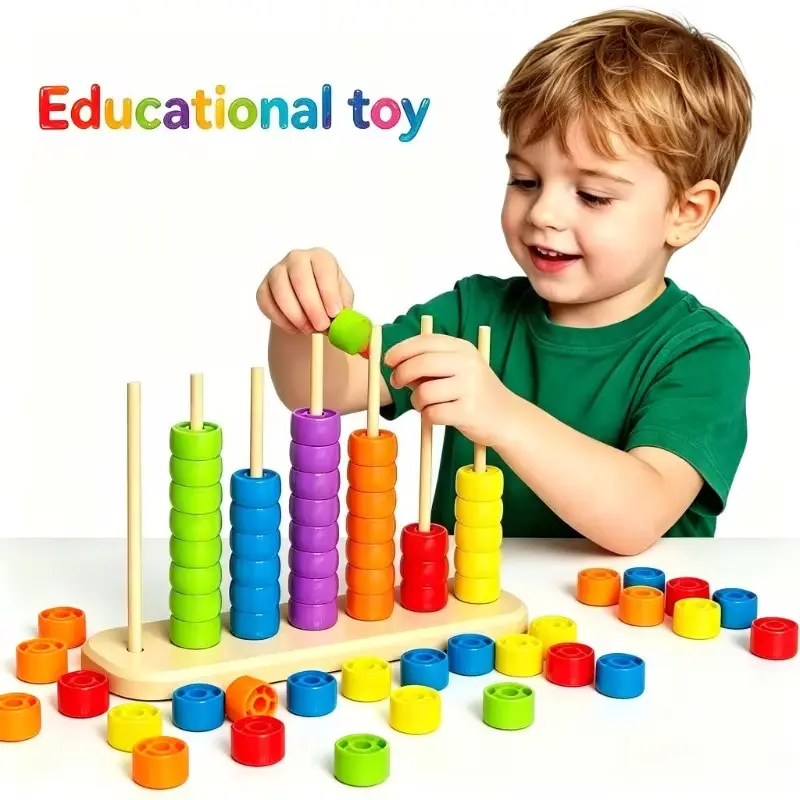 Colorful Beading Stacking & Matching Toy Set - Educational Sorting Game, Parent-Child Interactive Toy for 3+ Year-Olds to Boost Color Recognition, Logical Thinking