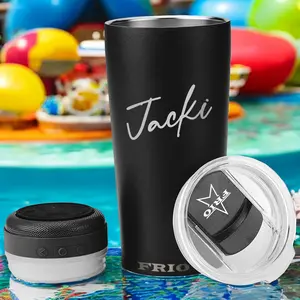 Personalized Speaker Tumbler with Removable Bluetooth Speaker – Insulated Cup with Leak-Proof Lid
