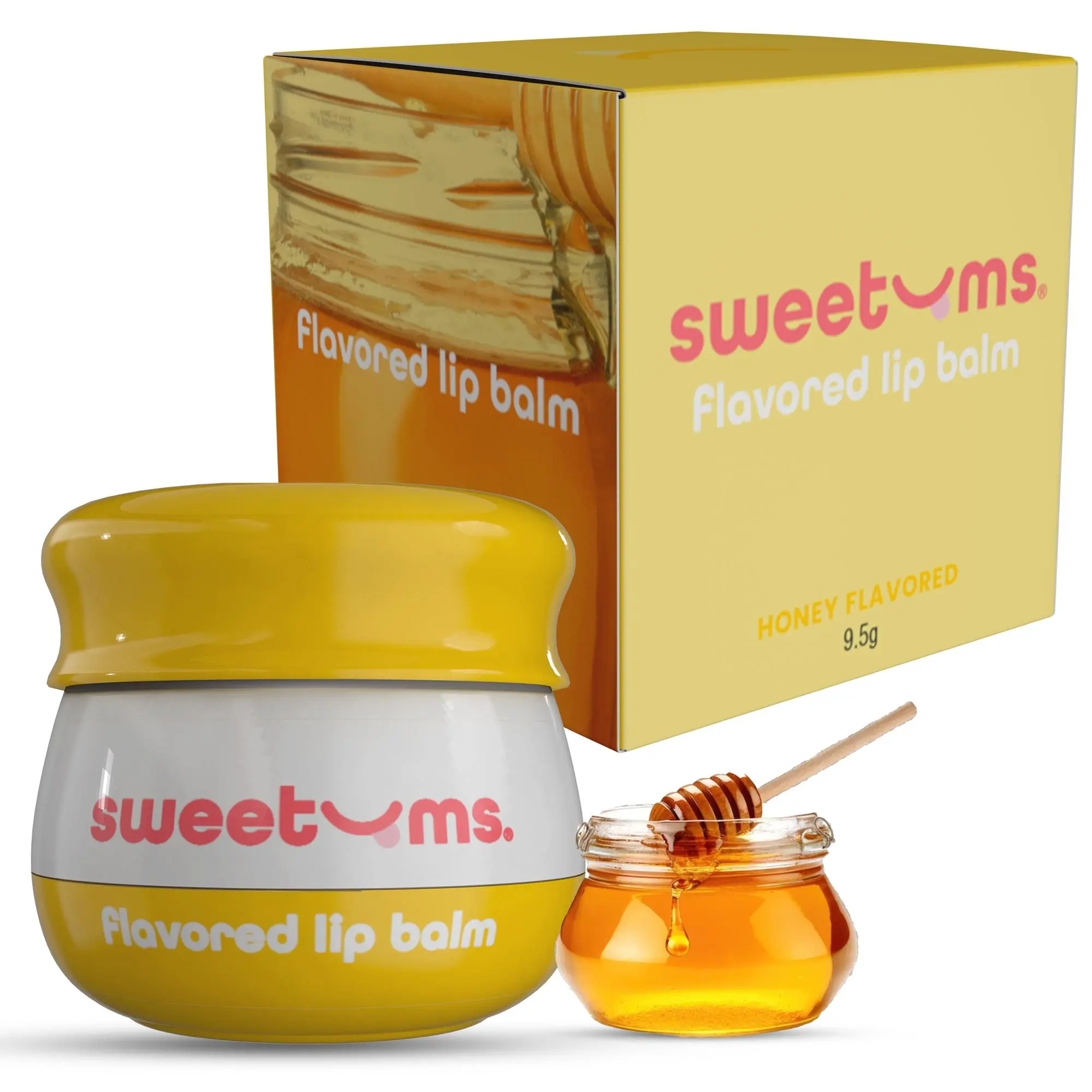 Honey Flavored Lip Balm – Hydrating Vegan Lip Balm with Mirror & Applicator | Sweet, Silky, Kissable Moisture Honey Scent and Flavor | Gift for Her Made with Jojoba Oil Gift Under $15