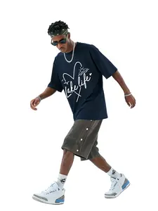 100% Pure Cotton Casual Lake Life Heart Print T-Shirt, Long Sleeve Loose Fit Top, Comfortable Daily Wear, Perfect for Relaxing Days