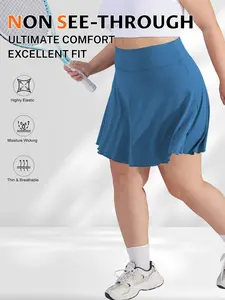 High-Waisted Side Pocket Sport Skirt Pants, Fake Two-Piece Anti-Exposure High Elasticity, Waist Cinch Butt Lift, Multiple Colors Available, Stretch Skirt, Skort, Skort with Pockets, Tennis Skorts, Sports Skorts