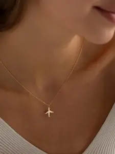 Elegant Airplane Necklace Pendant & Adjustable Chain, Unique Airplane Pendant, Perfect Gift for Travelers & Dreamers, Casual Style All Season Wear Alloy Jewelry for All Seasons
