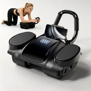 Abdominal 4-Wheel Auto Rebound Ab Roller | Digital Counter, Thick Elbow Pad, Phone Holder, Silent Stable Core Trainer for Beginners Home Gym Unisex Berg Fitness （limited sale）