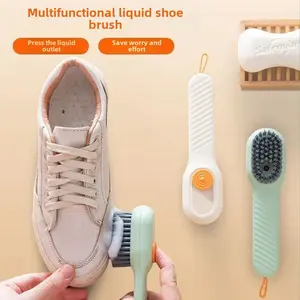shoe brush set, multifunctional shoe brush with liquid dispenser, professional shoe cleaning brush, soft bristles that do not damage shoes, household shoe cleaning brush artifact