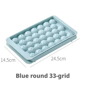 Round ice cube tray with lid and drainage holes, 33 compartments, DIY ice making mold for home refrigerator, suitable for summer, outdoor use, camping, a gift for father