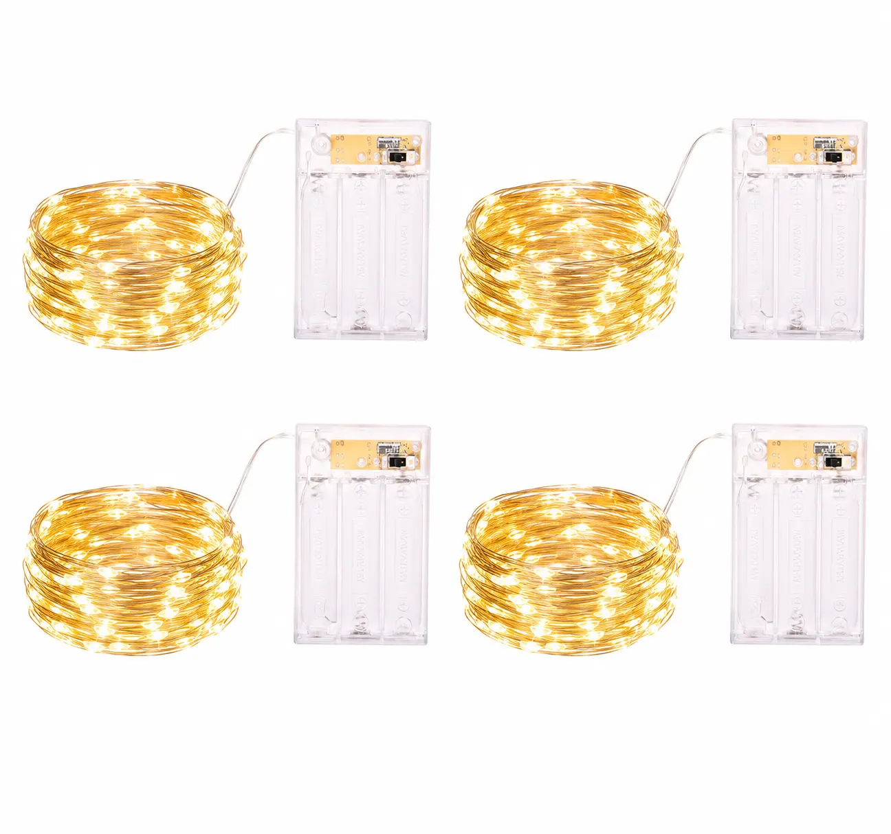 4Pack Battery Operated Fairy Lights, 7Ft 20 LED String Lights | Waterproof Firefly Lights with Timer 6 Hours On 18 Hours Off, Ideal for Wedding, Christmas & Home Decor,Warm White