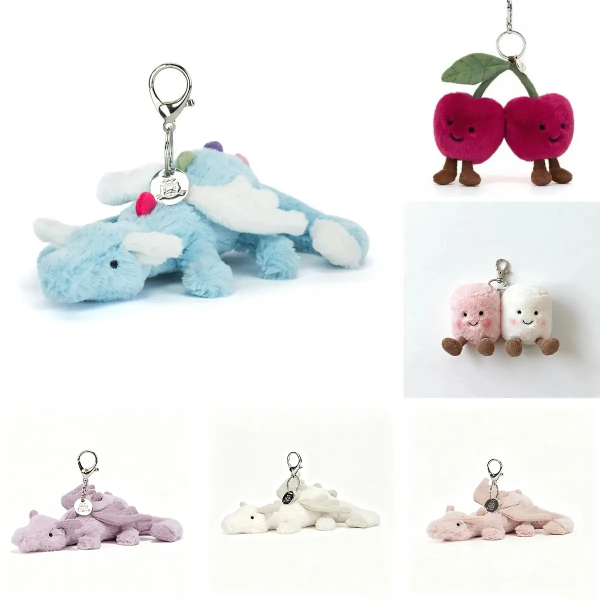 New Jellycat Cute Plush Bag Charm Keychain, Mini Soft Stuffed Animal Pendant, Trendy Bag Decor for Girls Boys, Ideal Birthday Gift for Collectors
