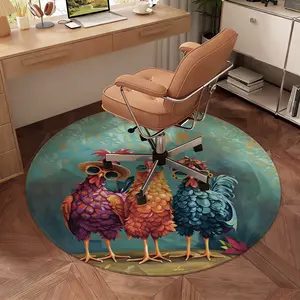 Round Rug for Living Room, 4Ft Round Washable Rug, Country Style Rooster Small Circle Kitchen Area Rugs, Non Slip Circular Rugs, Soft Round Carpet for Bedroom, Office, Kitchen Entryway, Bathroom