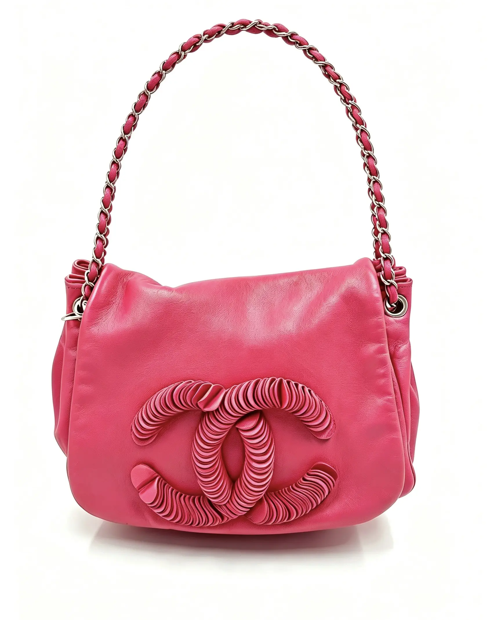 Pre-owned CHANEL CC Disc Bon Bon bag made of pink leather A100669