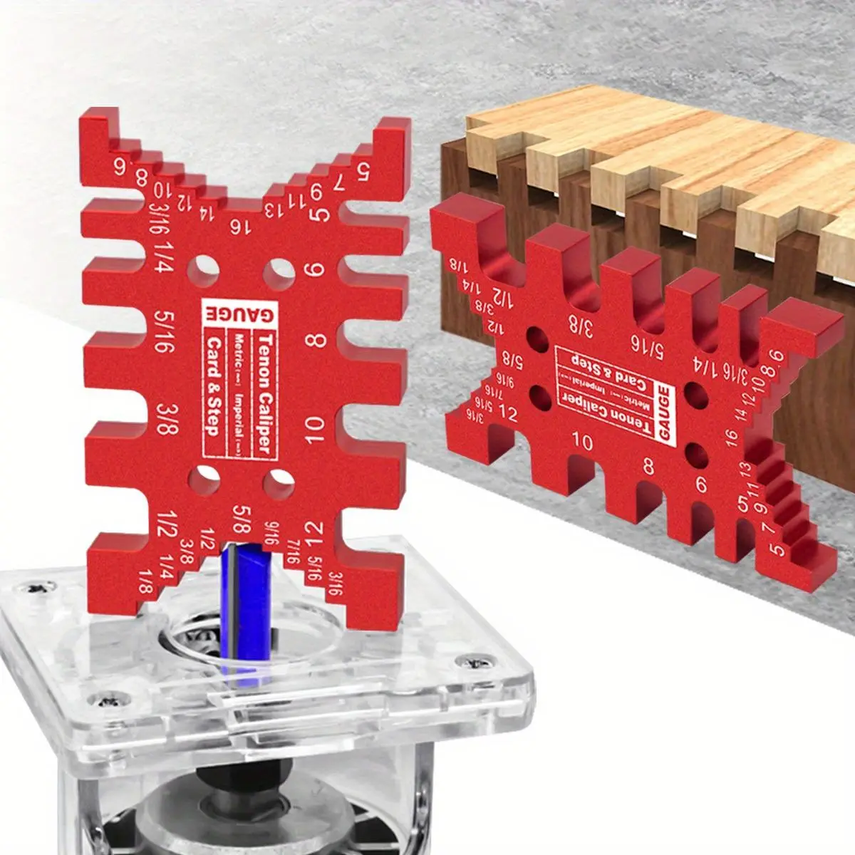 Aluminum Dovetail Jig, Precision Tenon-Gaps Gauge, Woodworking Tenon-Caliper, Table Saw Depth Gauge, Height Measuring Tools, Metric and Imperial Card Gauge