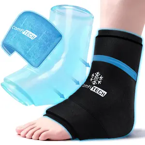 ComfiTECH Plantar Fasciitis Relief Ankle Ice Pack Wraps with 30-Min Extended Cooling, Dual-Gel Foot Ice Packs for Heel & Feet, Reusable Cold Pack for Achilles Tendonitis, Sprain, Swelling,