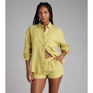 Summer Mode Button-Down Cotton Top